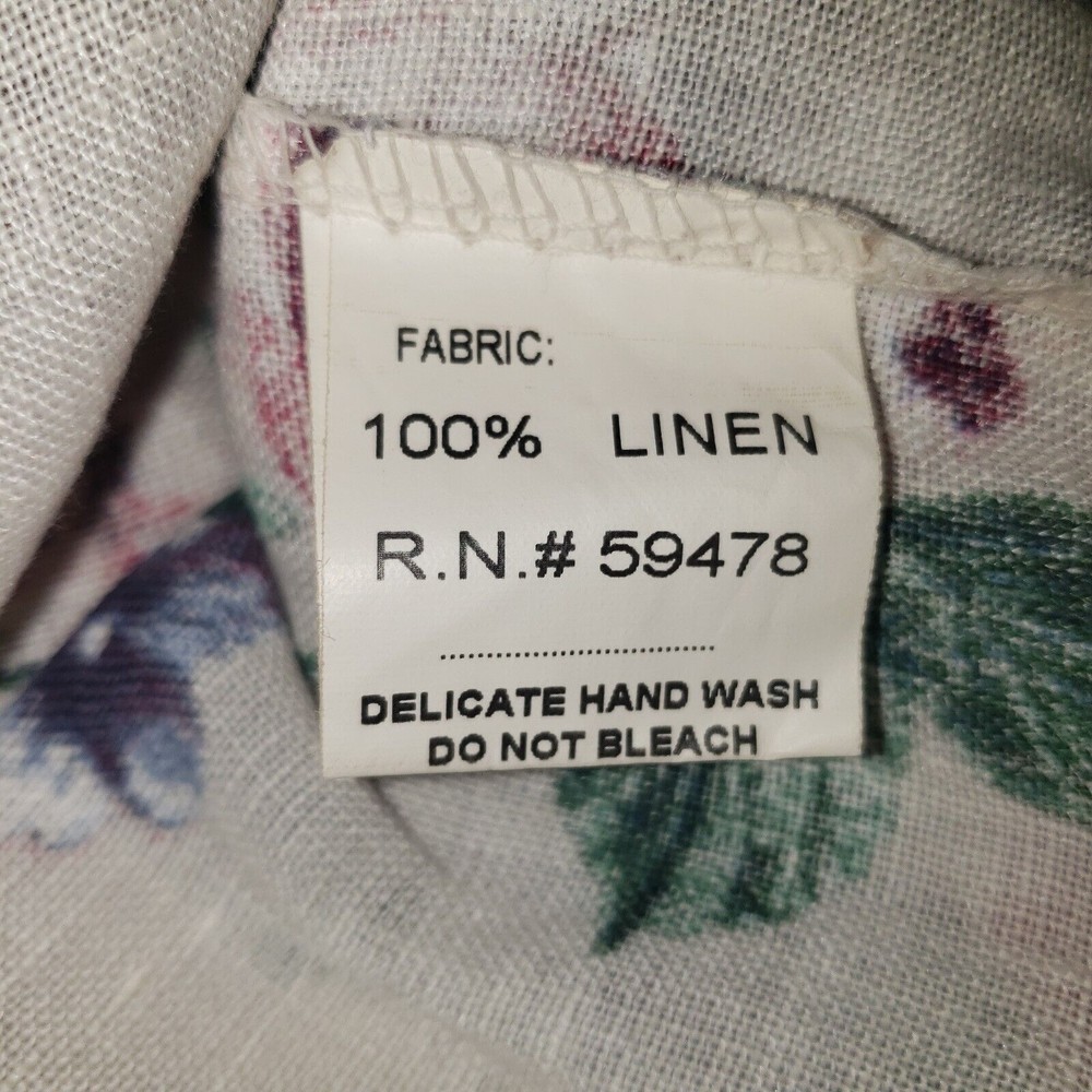 Bellambia Sz L 100% Linen Laganlook Floral Shirt Top Womens Blouse Made In Italy - Picture 7 of 9